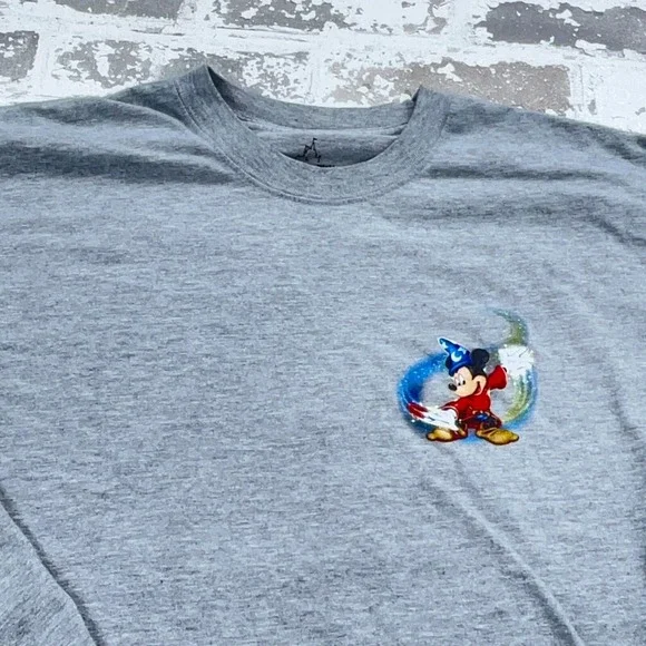 Disney Shirt Men Large Gray Tee Mickey Fantasia Long Sleeve Spell Out Retro * - Picture 6 of 13